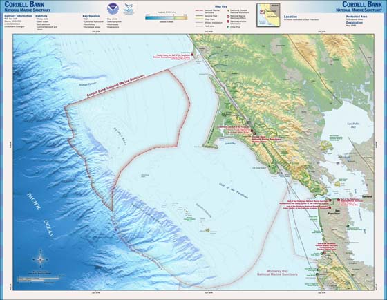 Map of the Cordell Bank National Marine Sanctuary 
 Public domain image 
 Source is NOAA, National Marine Sanctuaries